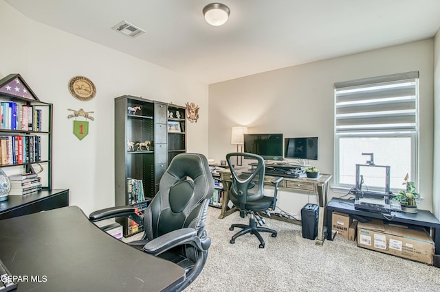 view of carpeted office