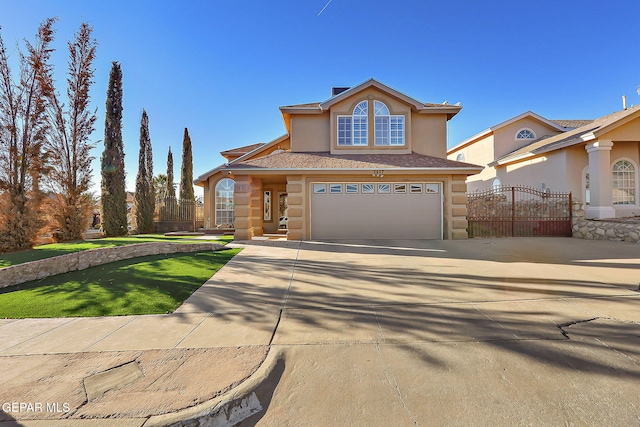 view of front of house with a garage