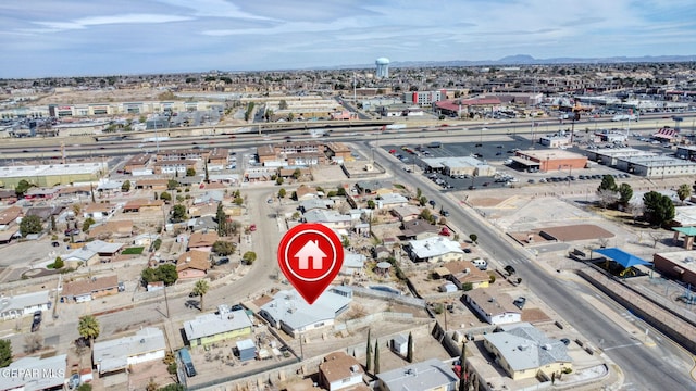 drone / aerial view with a city view