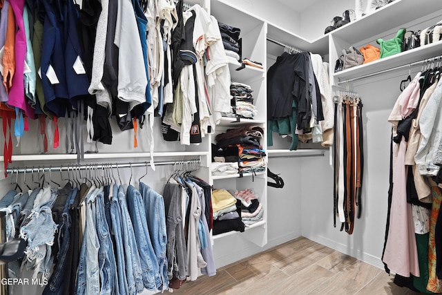 spacious closet featuring wood finish floors