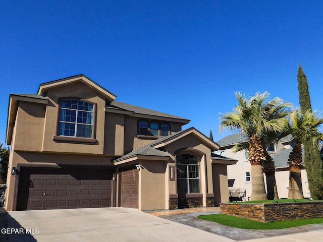 view of front of house with a garage