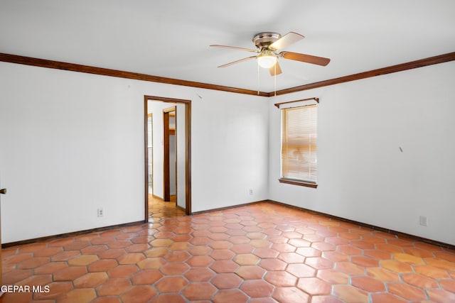 11204 Bob Mitchell Dr, El Paso, TX 79936 - unfurnished room with baseboards, a ceiling fan, and ornamental molding