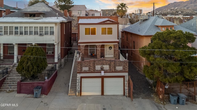 view of front of house with a garage