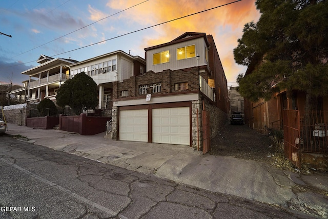 view of front of house with a garage