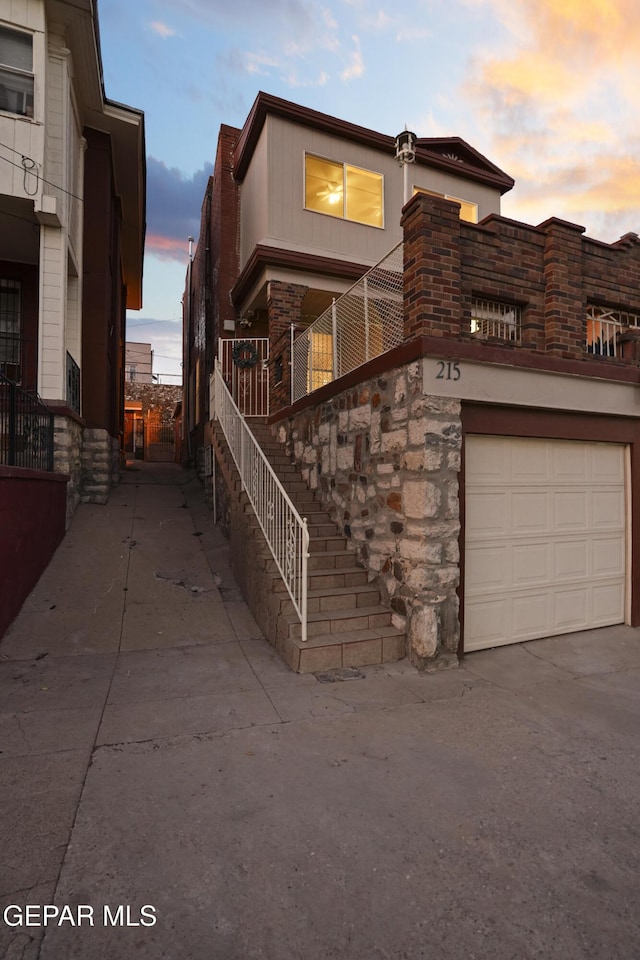 view of front of house with a garage