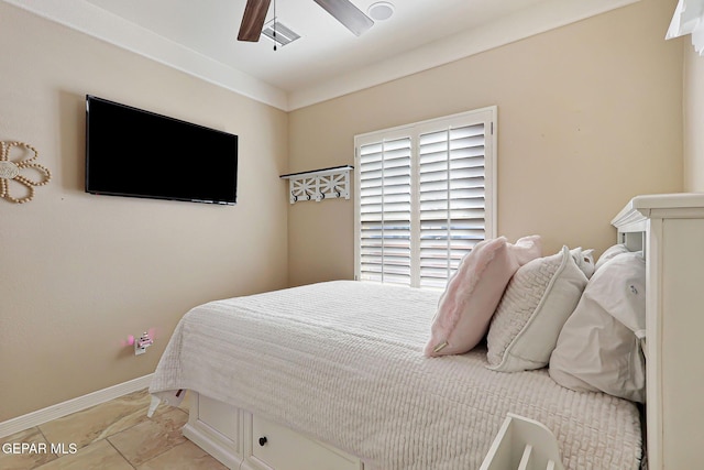 bedroom featuring ceiling fan