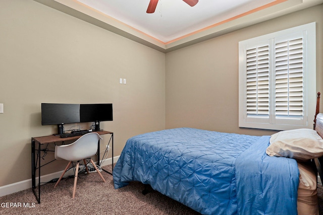 bedroom with carpet floors and ceiling fan