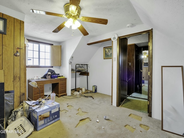 additional living space with lofted ceiling and a textured ceiling