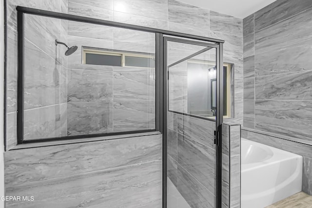 bathroom with independent shower and bath