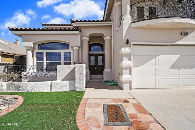 property entrance featuring french doors