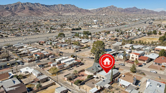 bird's eye view with a mountain view