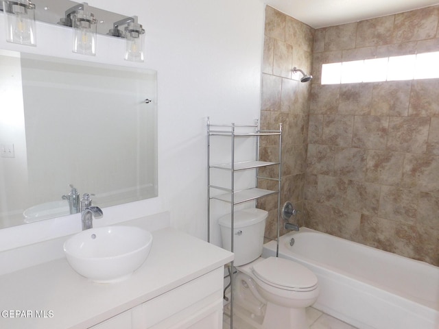 full bath with vanity, bathing tub / shower combination, and toilet