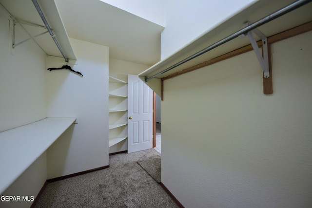 spacious closet with light colored carpet