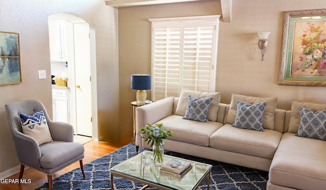 living room with light wood-type flooring