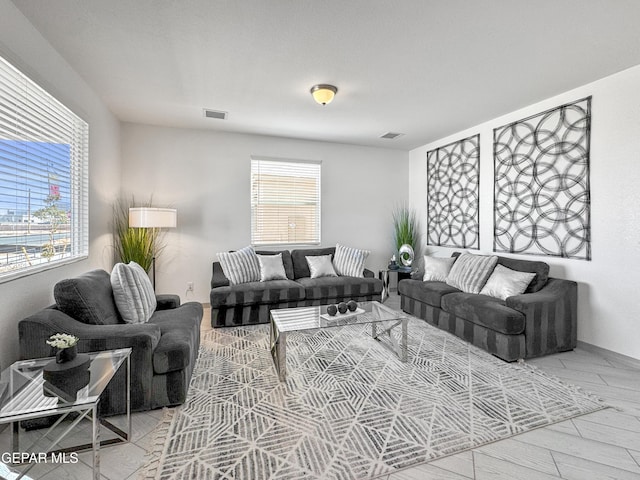 living room featuring light hardwood / wood-style floors