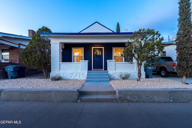 view of front of home with covered porch