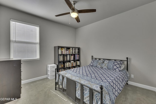 bedroom with carpet floors and ceiling fan