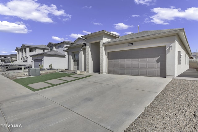 prairie-style house with a garage