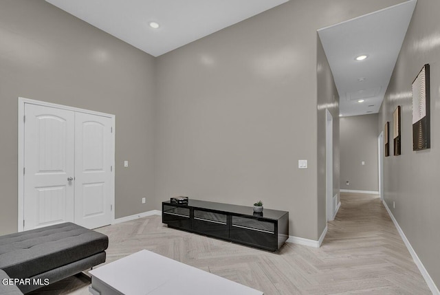 interior space featuring light parquet floors
