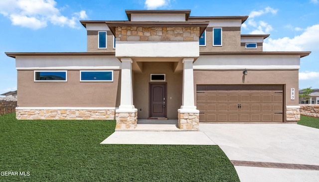 prairie-style house with a garage