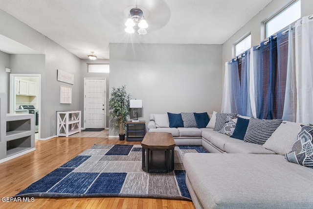 living room with wood-type flooring