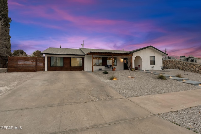 view of front of property with a patio