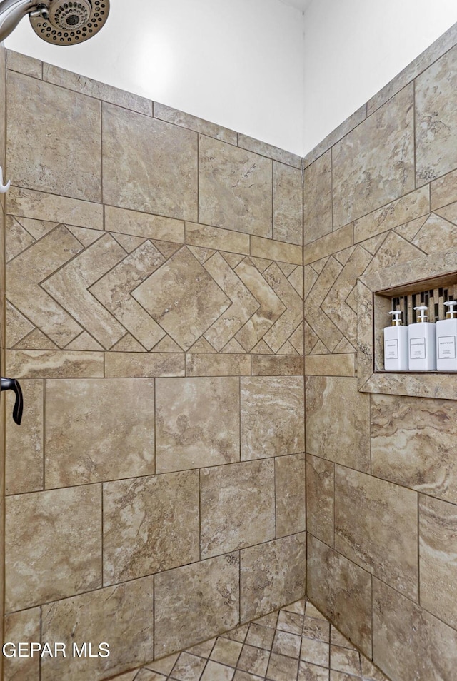 interior details with tiled shower