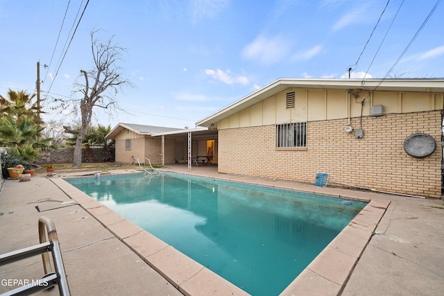 view of pool featuring a fenced in pool and a patio