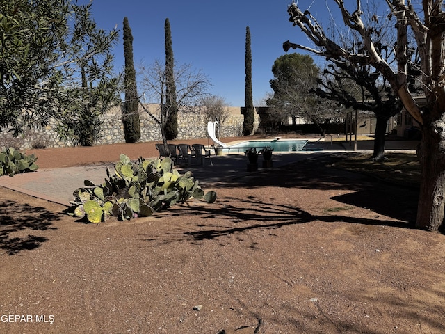 view of yard featuring an outdoor pool