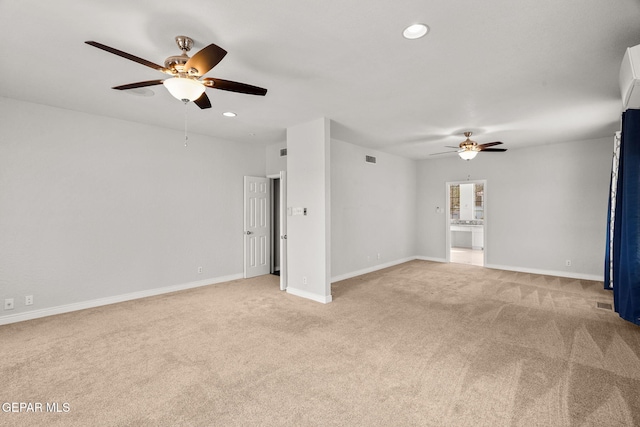 425 Golden Springs Dr, El Paso, TX 79912 - unfurnished room with recessed lighting, baseboards, a ceiling fan, and light colored carpet