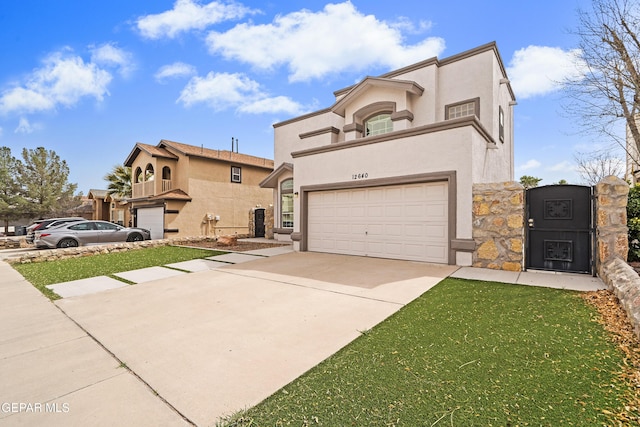 view of front of home with driveway, a garage, and stucco siding