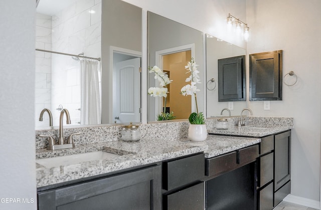 3853 Surmise St, El Paso, TX 79938 - full bath featuring double vanity and tiled shower