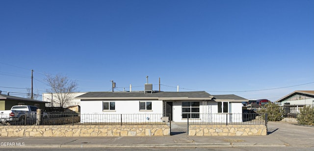 view of front of home featuring a fenced front yard