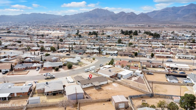 aerial view with a residential view and a mountain view