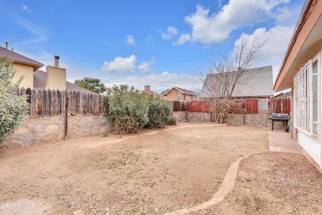 view of yard featuring a fenced backyard