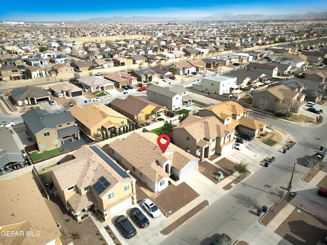 aerial view with a mountain view and a residential view