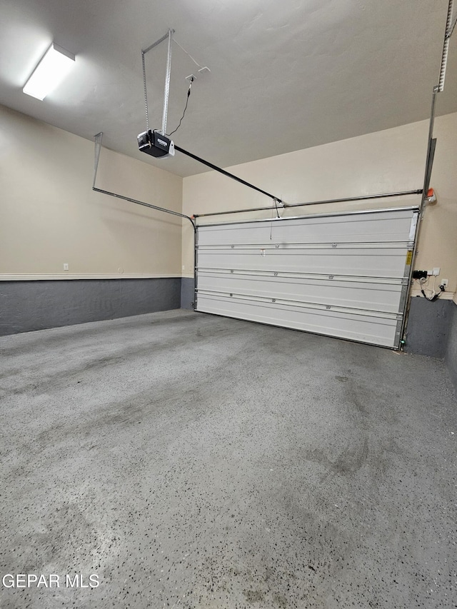 garage with a garage door opener