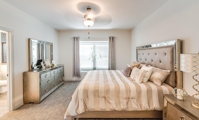 14291 Armando Silva Dr, El Paso, TX 79938 - bedroom featuring a ceiling fan, light colored carpet, and baseboards