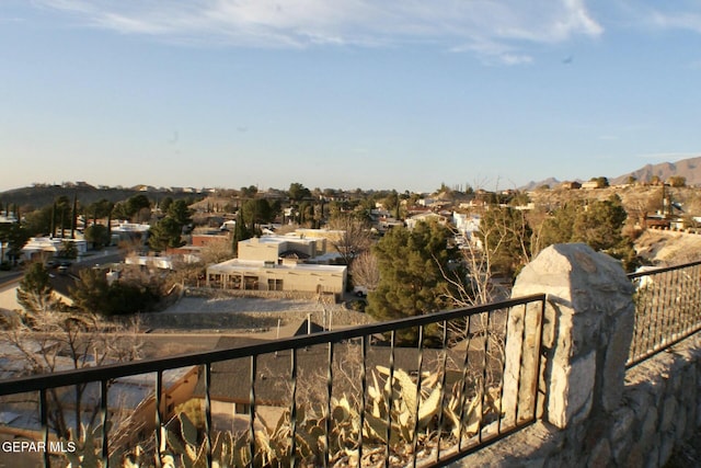 balcony featuring a mountain view