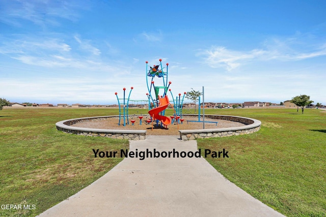 community play area with a yard