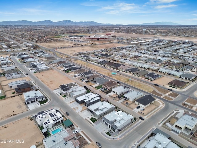 bird's eye view with a mountain view