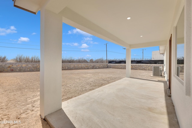 view of patio / terrace featuring central AC