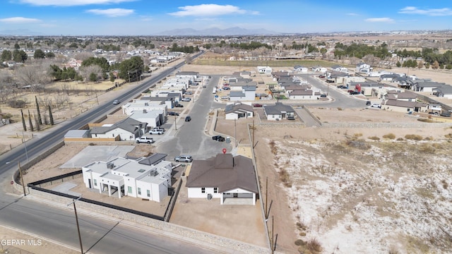 aerial view with a residential view and a mountain view