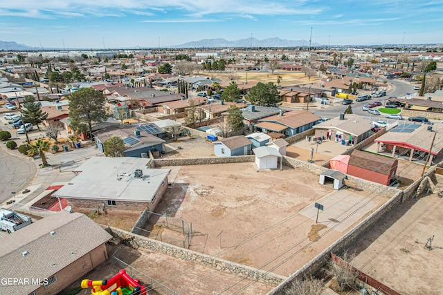 birds eye view of property featuring a residential view and a mountain view