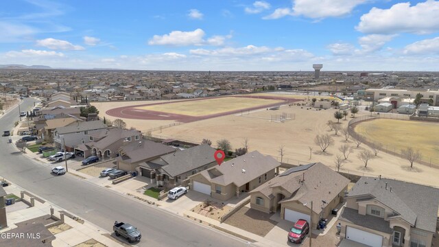 drone / aerial view with a residential view