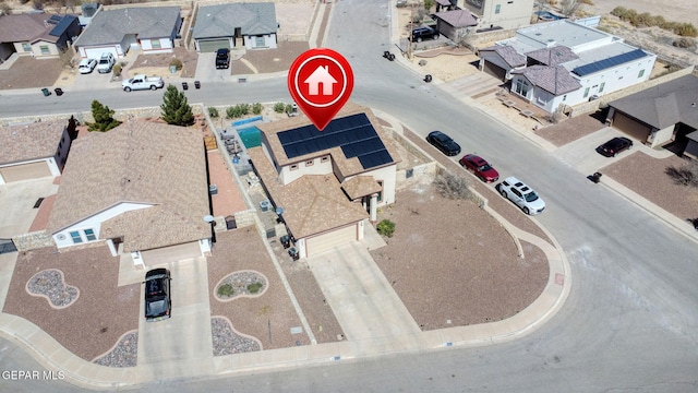 bird's eye view with a residential view