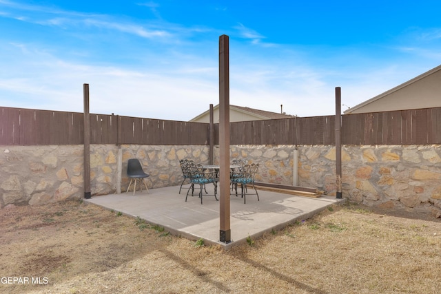 view of patio featuring a fenced backyard