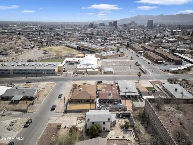 bird's eye view with a mountain view