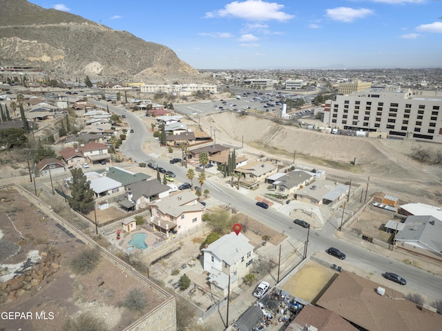 aerial view with a residential view and a mountain view