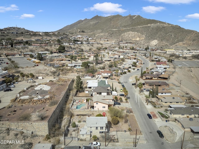 aerial view with a residential view and a mountain view